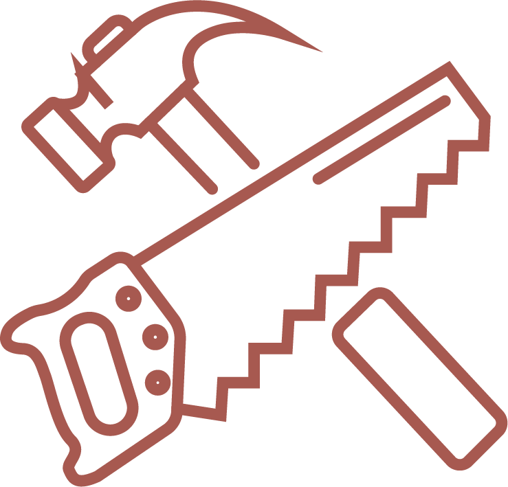 pictogramme scie et marteau